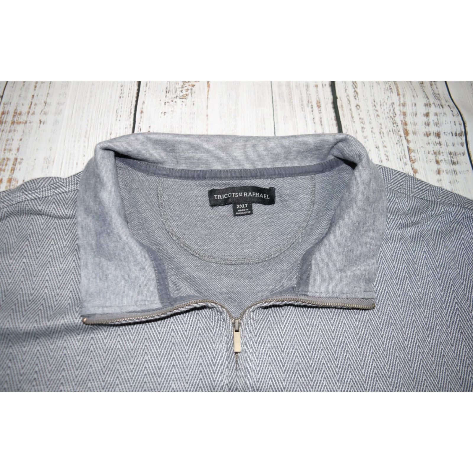 Vintage TRICOTS ST RAPHAEL 1/4 ZIP SWEATER HERRINGBONE PATTERN GREY SIZE 2XLT MEN Pullover Knit Golf Casual 1/4 Zip Size US XXL / EU 58 / 5 - 5 Thumbnail