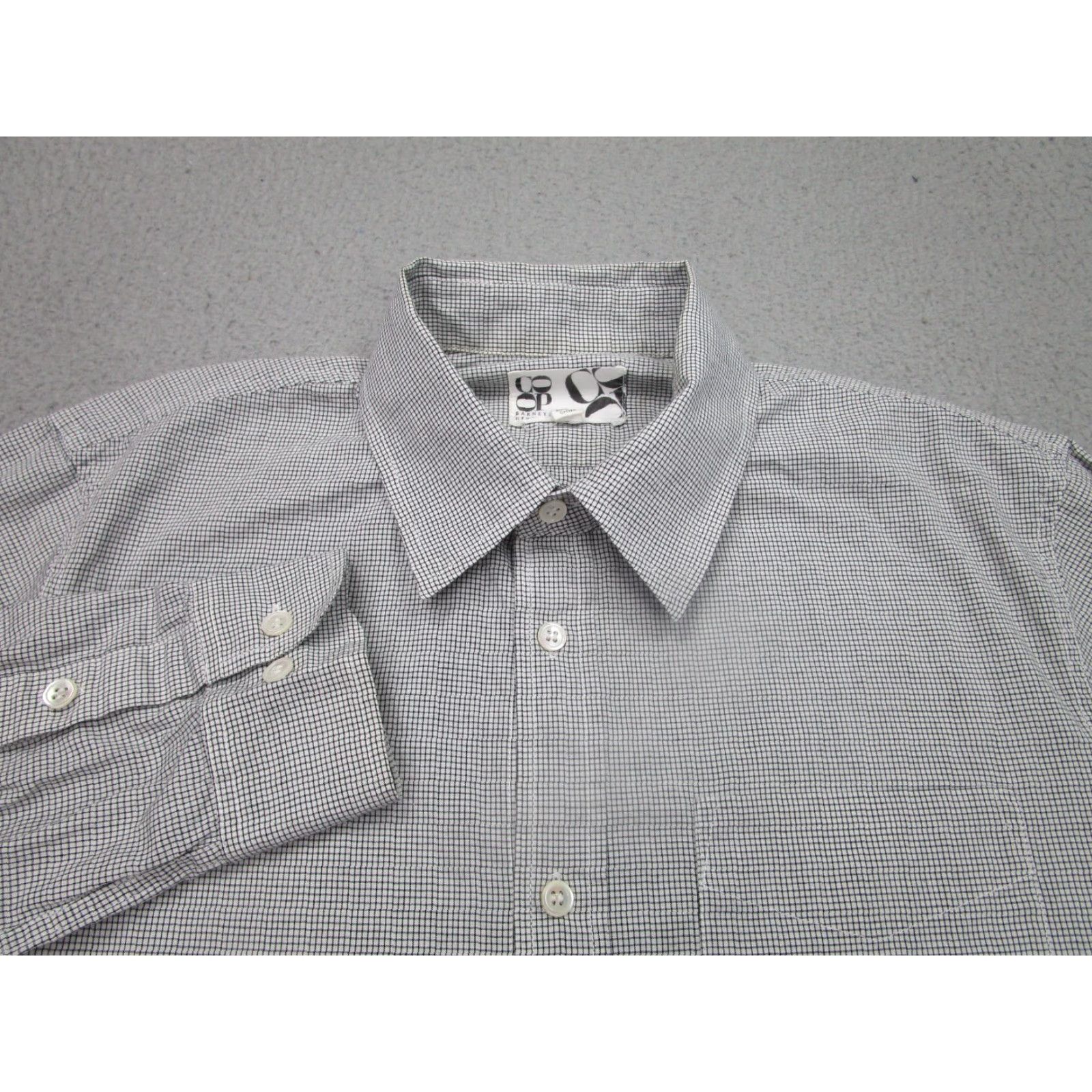 CO Barneys New York Mens Gray Checkered Button Up Shirt Large Long Sleeve Cotton Size US L / EU 52-54 / 3 - 3 Thumbnail