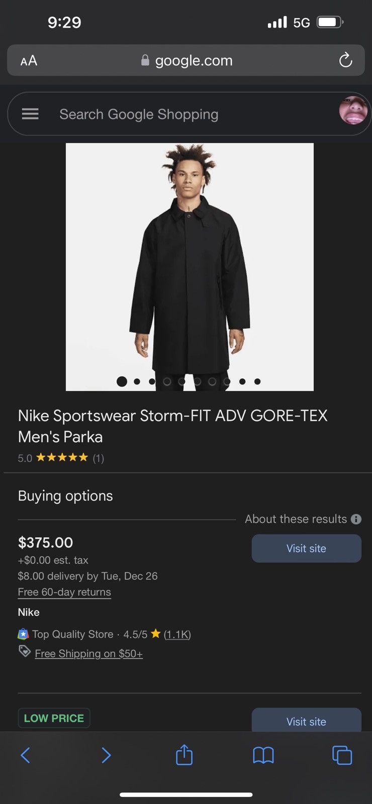 image of Goretex x Nike Sportswear Storm-Fit Adv Gore-Tex Men's Parka in Black (Size XL)