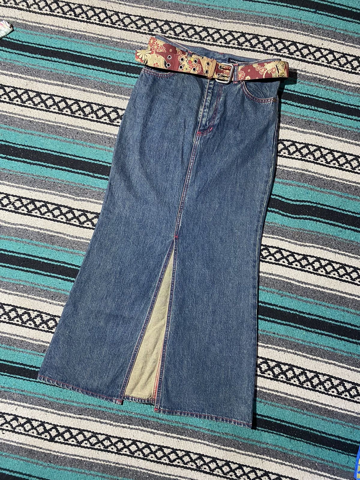 Vivienne Tam 2000s Viviene Tam - Dragon Denim Maxi Skirt Size 27" / US 4 / IT 40 - 6 Thumbnail