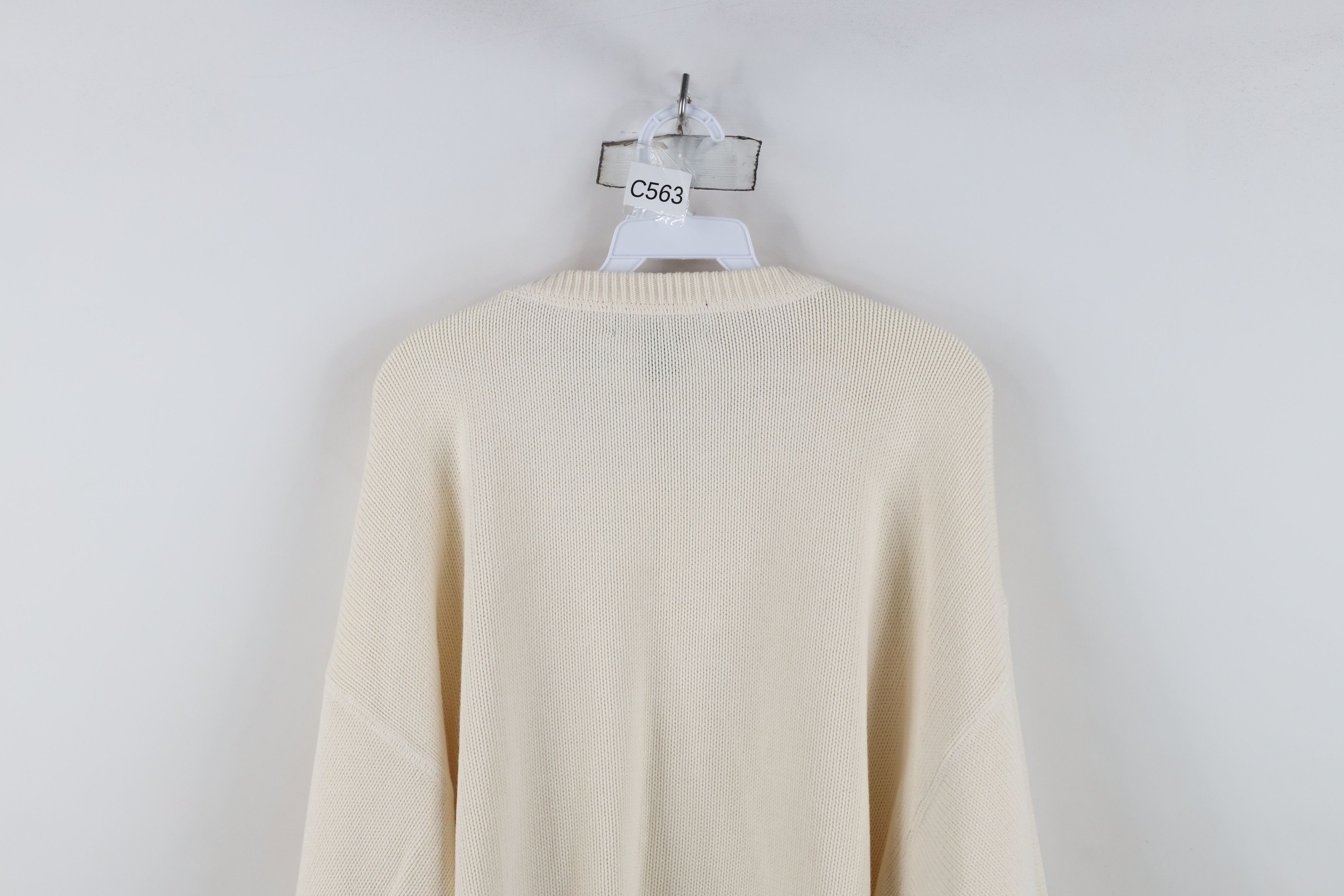 Vintage Vintage 90s Streetwear Heavyweight Cotton Knit Sweater Cream Size US XXL / EU 58 / 5 - 9 Thumbnail