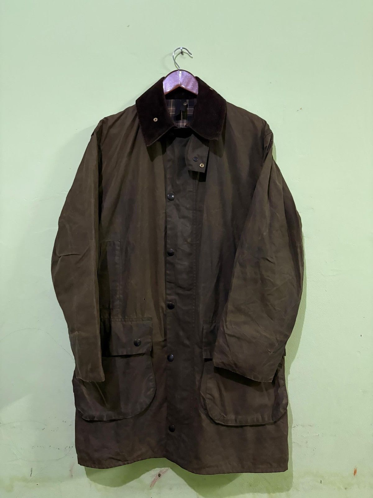 Barbour VTG 90's Barbour Border Cotton Waxed Jacket Hunting Jacket Size US L / EU 52-54 / 3 - 1 Thumbnail
