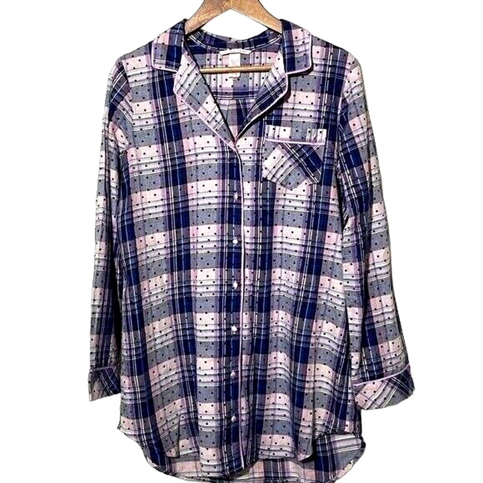 Victoria's Secret Victoria's Secret NightShirt Womens Small Plaid Button Front Size ONE SIZE - 1 Thumbnail