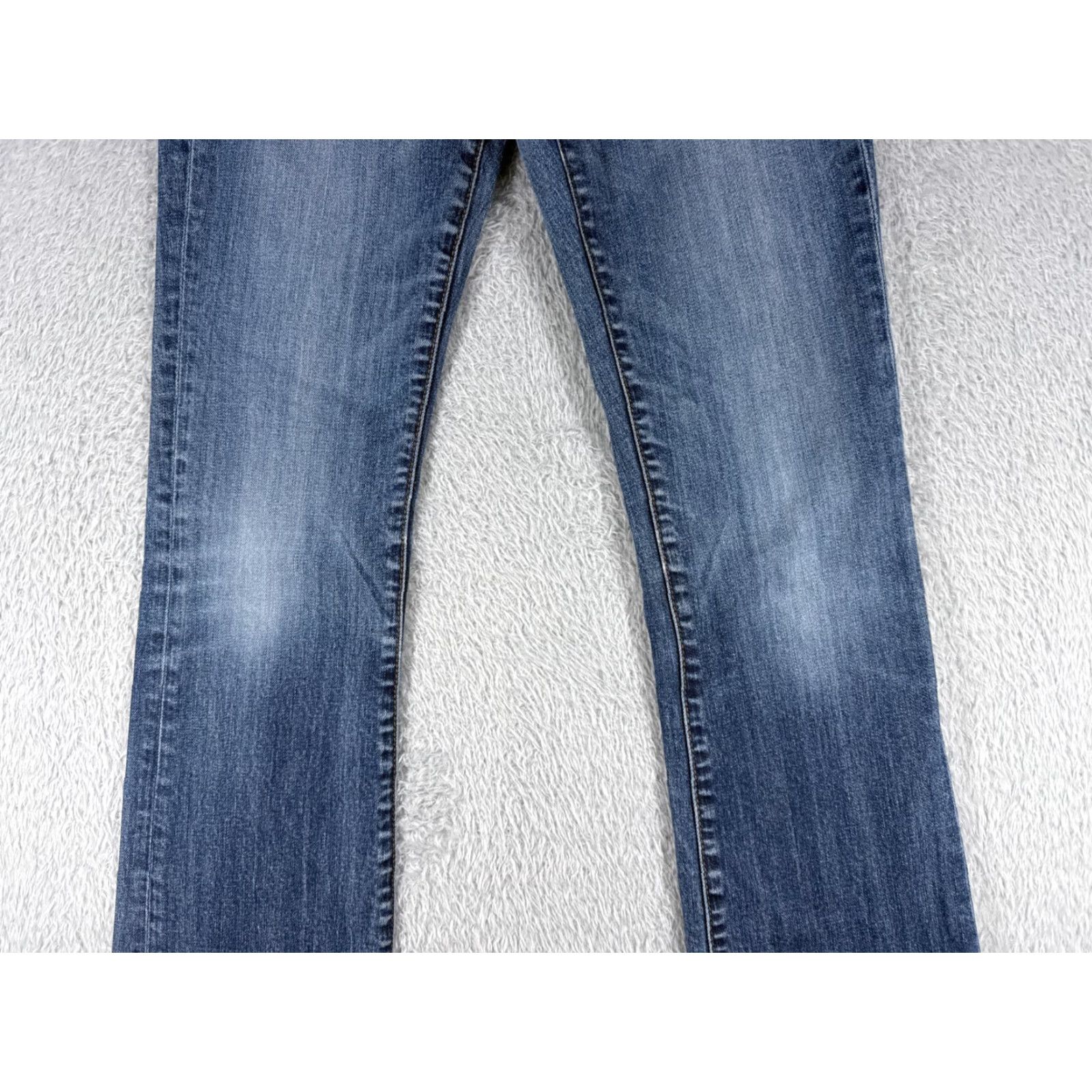 Vintage KUT from the Kloth Jeans Women 2 Blue Denim Bootcut Cotton Blend Mid 26x31 Distressed Embroidered Rhinestone 5-Pocket Solid Regular Inseam 31 Size 26" / US 2 / IT 38 - 3 Thumbnail