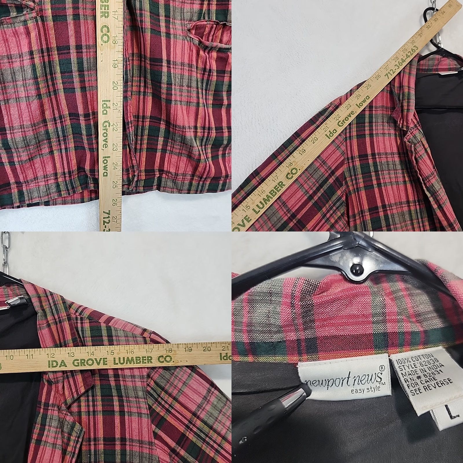 Vintage Newport News Vintage Plaid Button Up Women’s Blazer L Red Three-Button Sleeve One-Button Front Lined Career Office Size L / US 10 / IT 46 - 8 Thumbnail