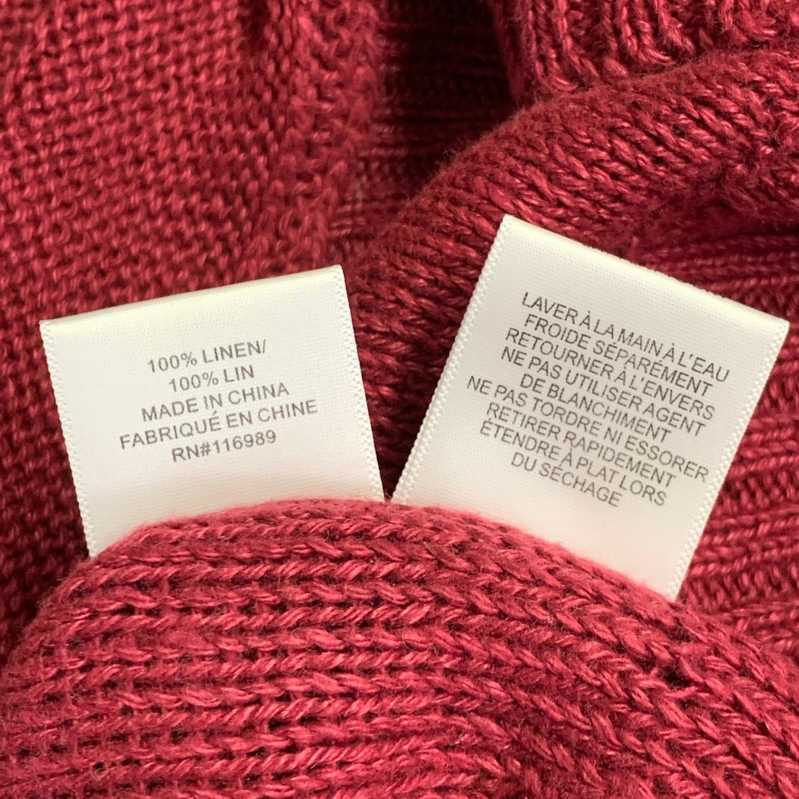Opening Ceremony RODARTE Beige Red Knit Linen V-Neck Sweater Size US L / EU 52-54 / 3 - 11 Thumbnail