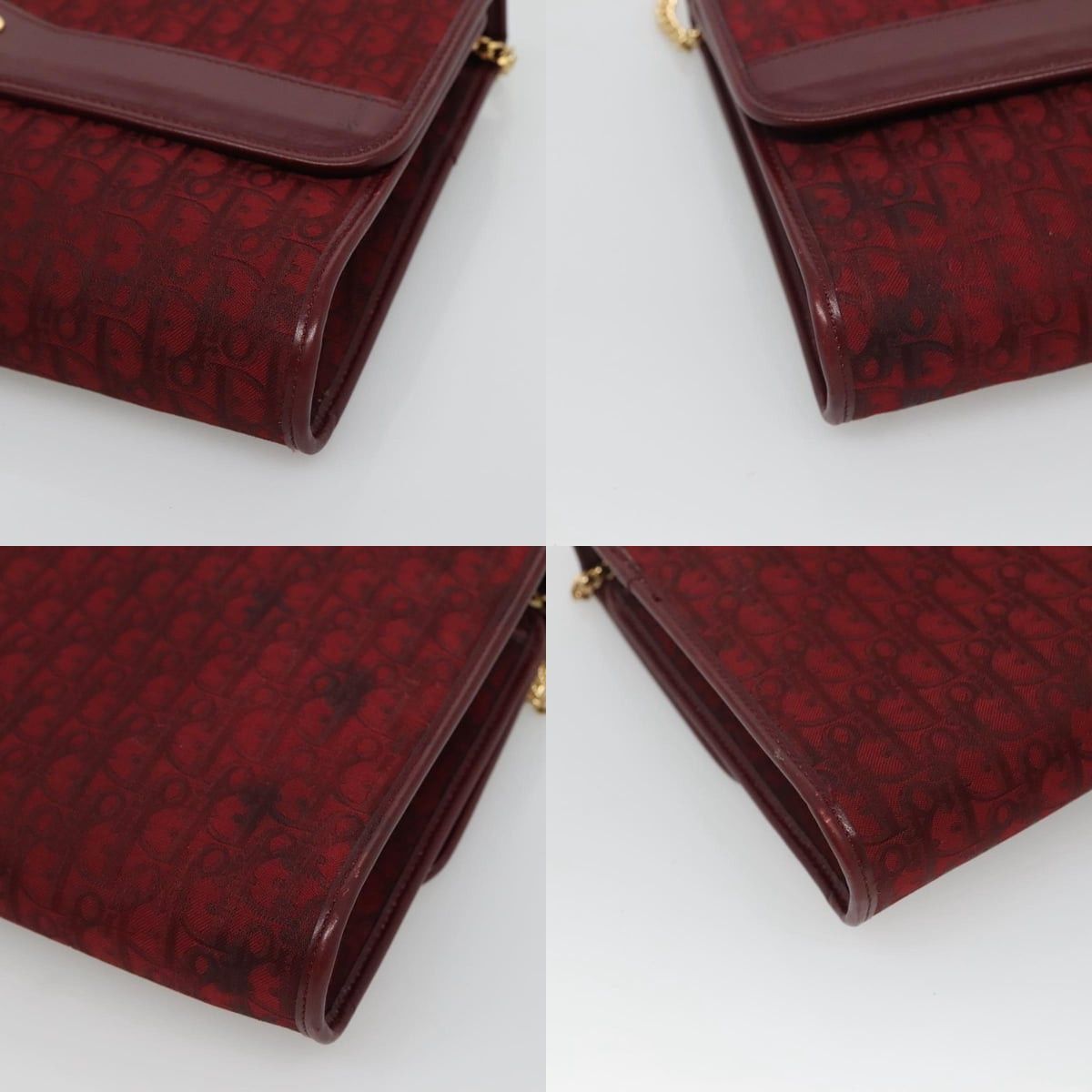 Dior DIOR Trotter Canvas Chain Shoulder Bag Red Gold Size ONE SIZE - 10 Thumbnail