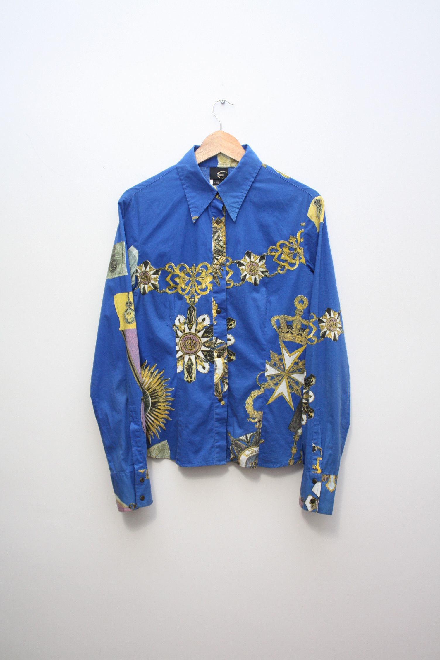 Just Cavalli Just Cavalli Abstract Blue L/S Shirt Medium Size M / US 6-8 / IT 42-44 - 1 Thumbnail