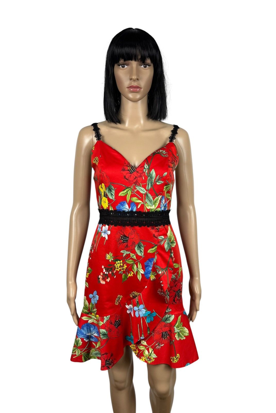 Alice + Olivia Alice + Olivia Kirby Lace-Trim Ruffled Floral Dress Cotton Size S / US 4 / IT 40 - 1 Thumbnail