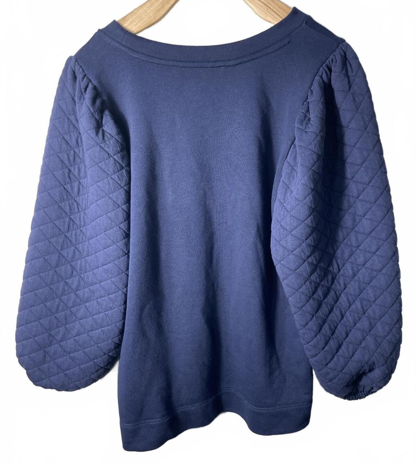 Other LOFT Sweatshirt Women's Size Small Navy Blue Quilted Sleeve Size S / US 4 / IT 40 - 5 Thumbnail