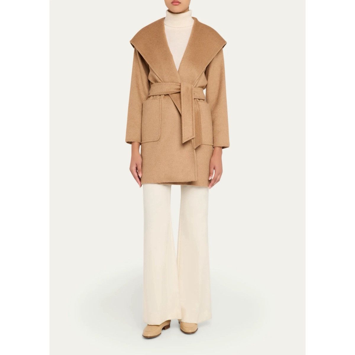 Max Mara Max Mara Rialto Camel Hair Belted Short Hooded Coat size 14 Size XL / US 12-14 / IT 48-50 - 2 Thumbnail