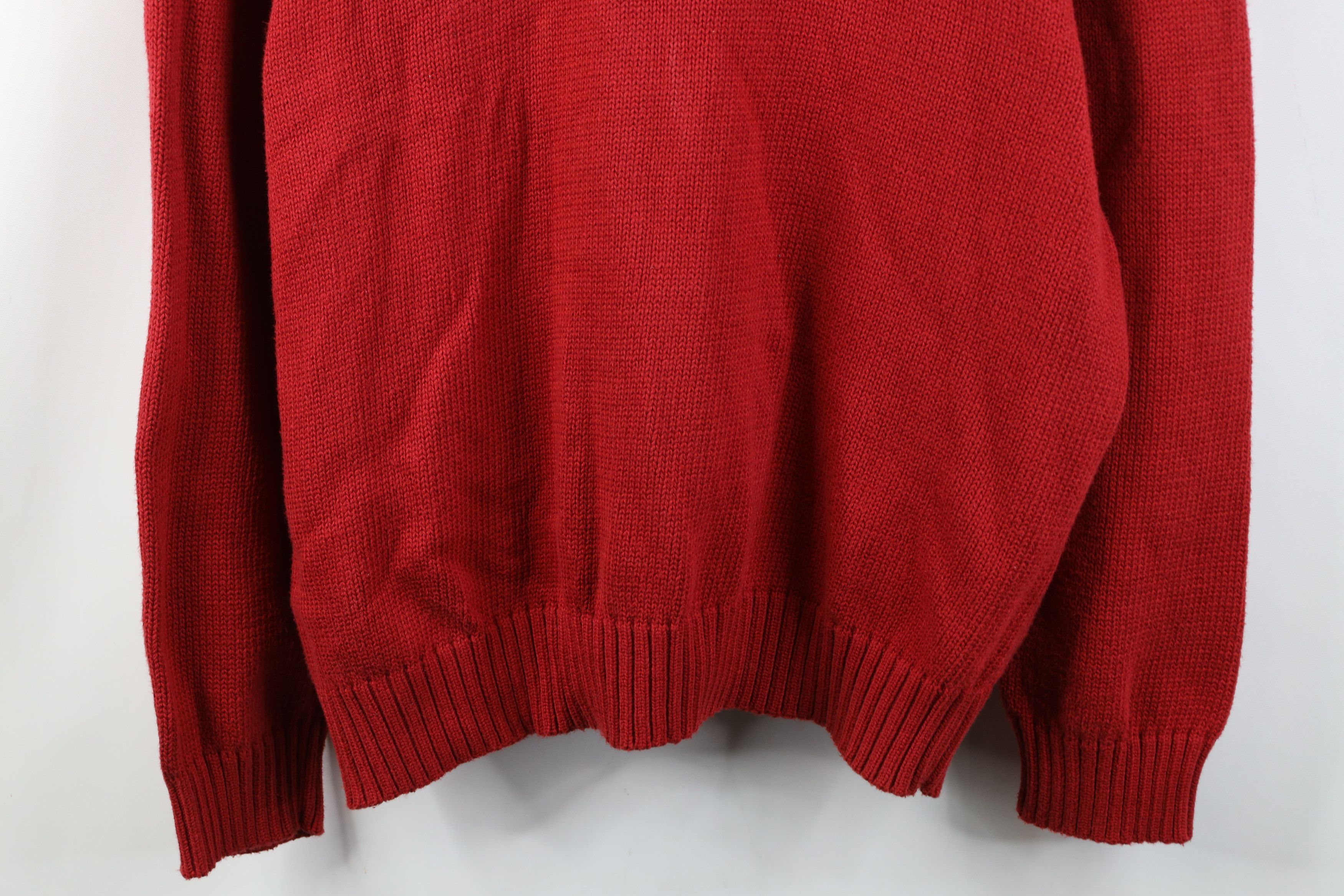 Ralph Lauren Vintage 90s Ralph Lauren Cotton Knit V-Neck Sweater Red Size US XXL / EU 58 / 5 - 3 Thumbnail