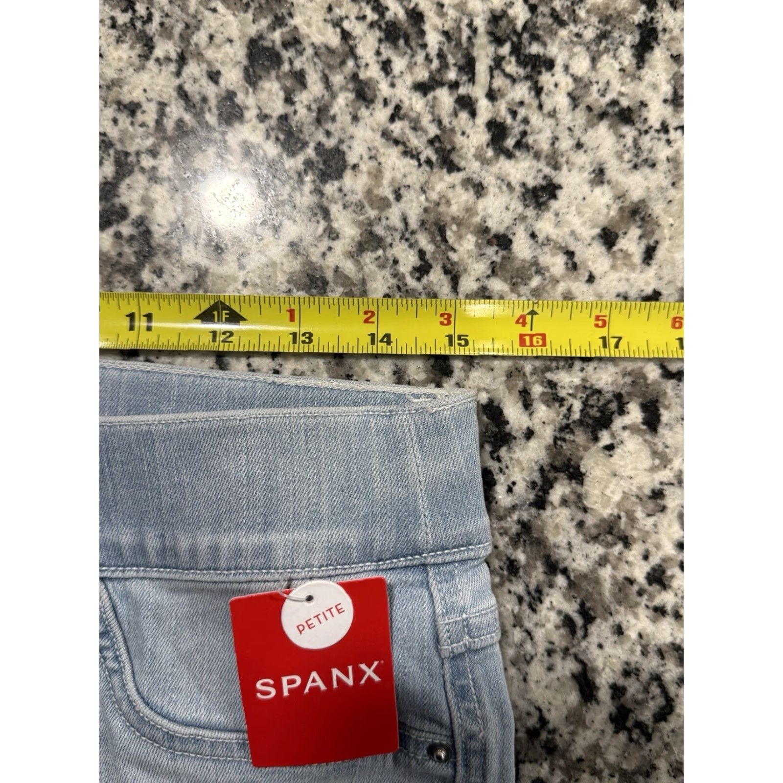 Spanx SPANX Flare Jeans Pull-On Womens Size M Stretch Denim 2-Pocket Slimming Mid Rise Blue Vintage No NWT Retro LT Wash Distressing Size 32" / US 10 / IT 46 - 4 Thumbnail