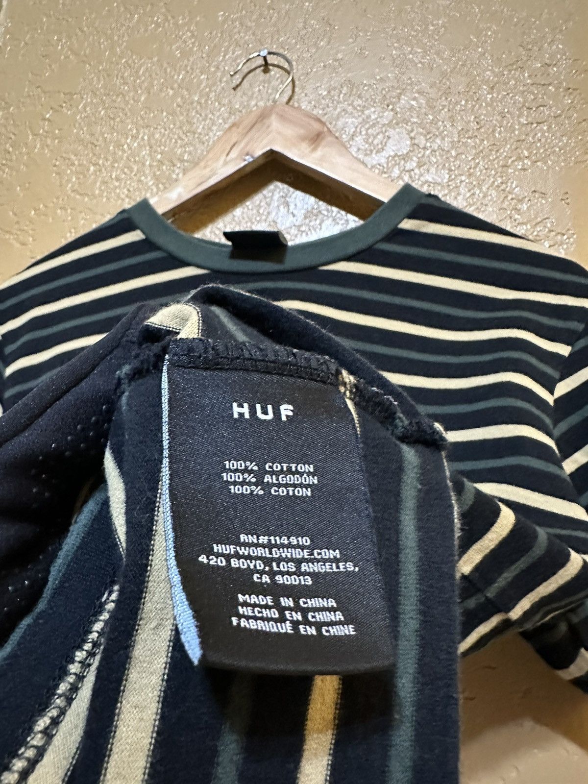 Huf 💨 HUF Striped T Shirt Y2K Skate Size US M / EU 48-50 / 2 - 4 Thumbnail