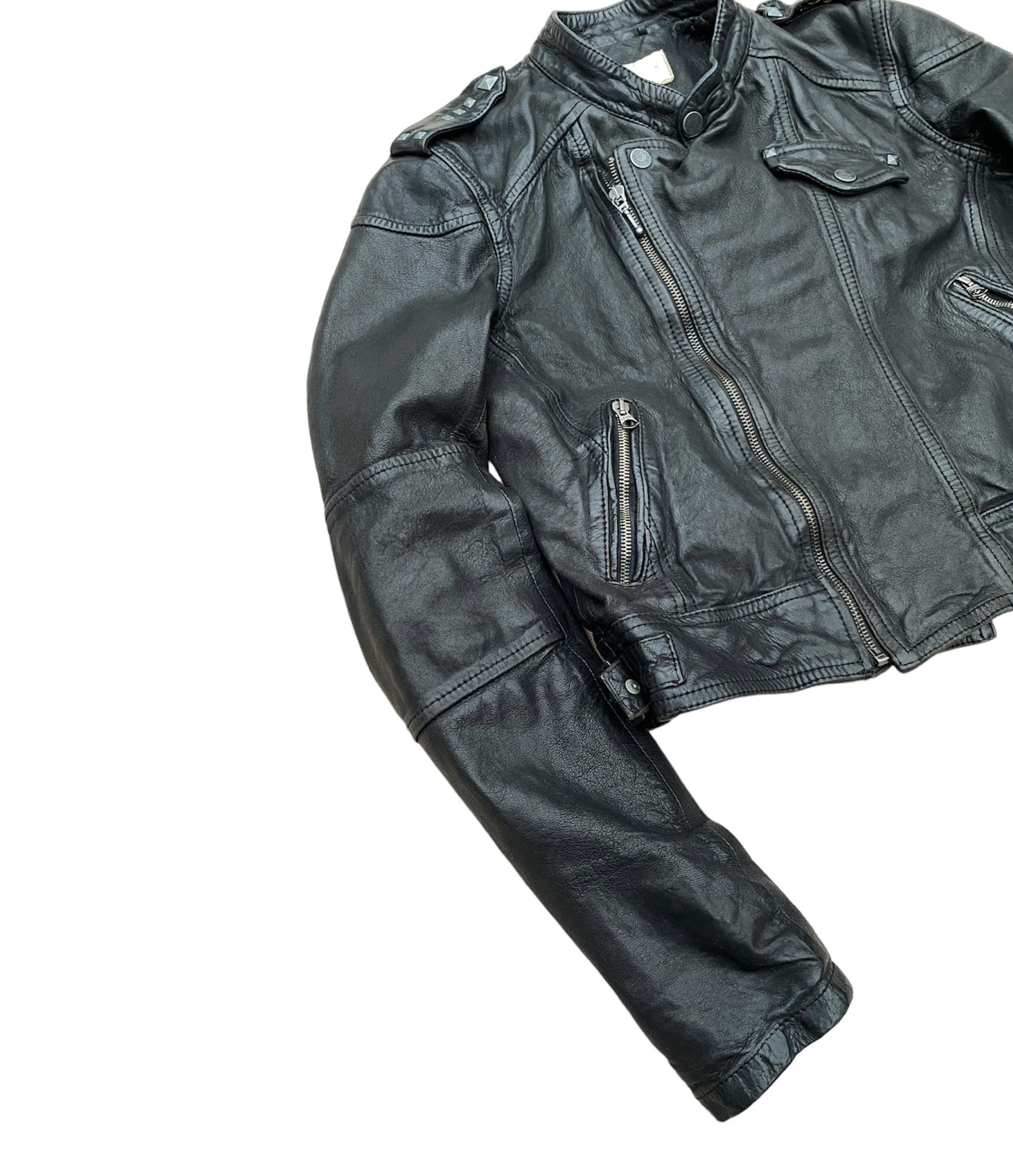 Levi's Vintage Levis Special Edition Cropped Leather Biker Jacket Size M / US 6-8 / IT 42-44 - 5 Thumbnail
