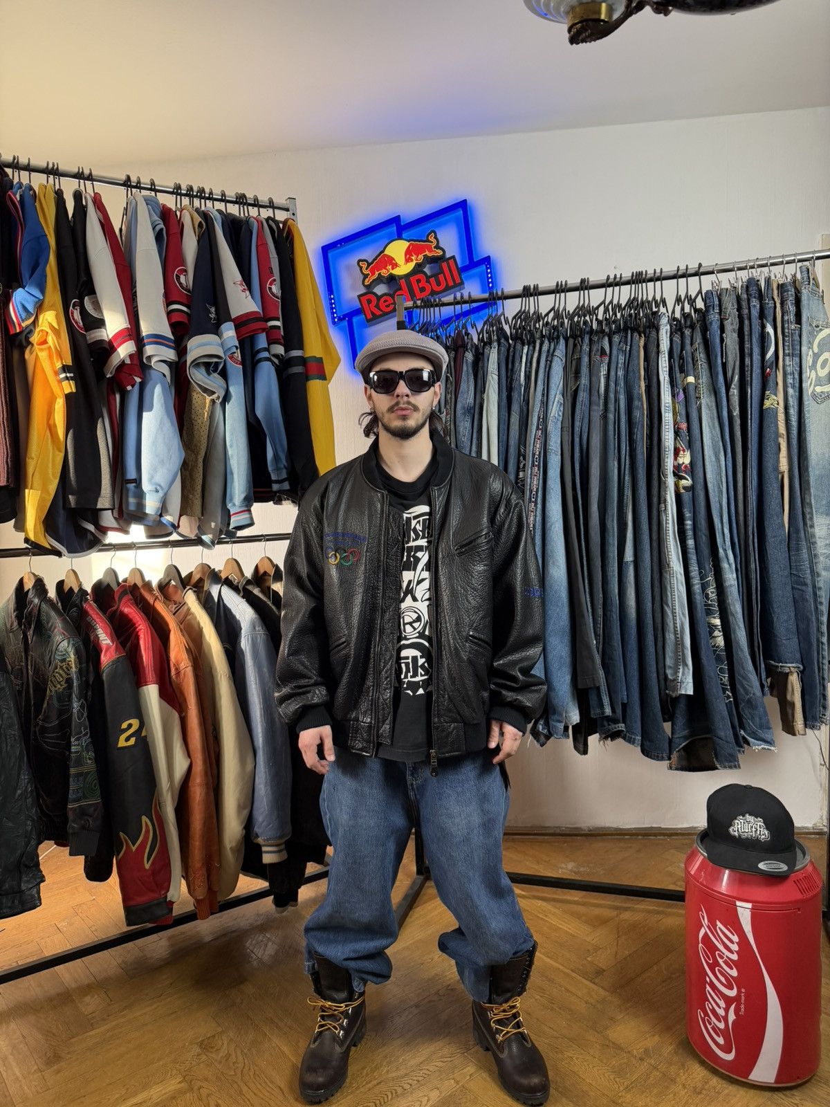 Adidas Vintage 80s Adidas Leather Jacket – Black Olympics Bomber Size US M / EU 48-50 / 2 - 4 Thumbnail