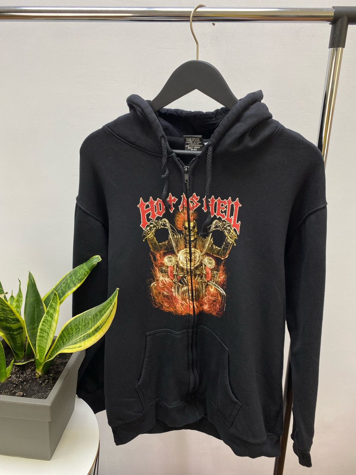 Japanese Brand × Vintage Vintage Y2K Hot AS Hell Burning Skeleton Rider Hoodie Size US L / EU 52-54 / 3 - 3 Thumbnail