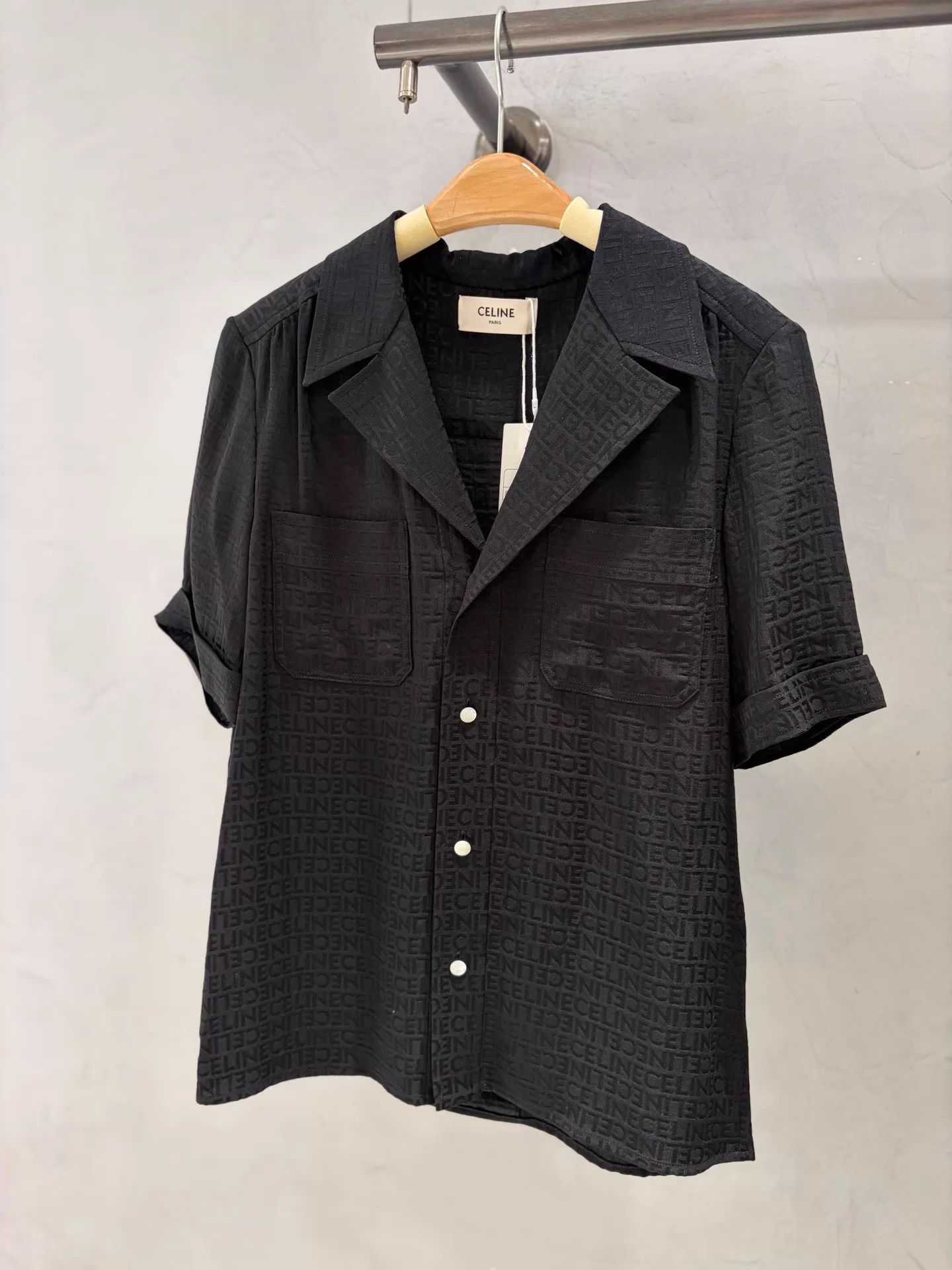 Celine CELINE silk all-over logo short-sleeve deadstock shirt 34 Size XXS / US 00 / IT 34 - 2 Thumbnail