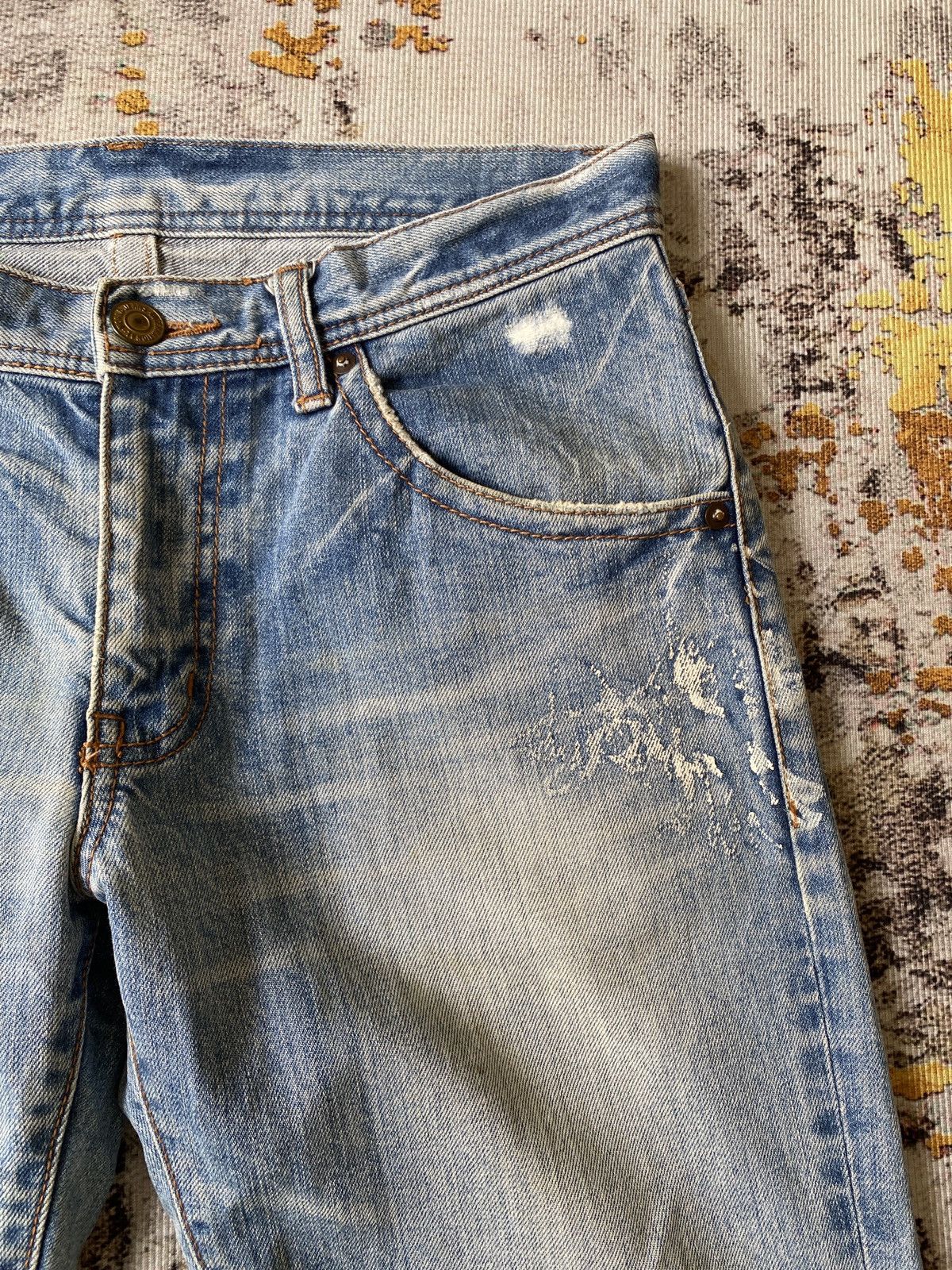 Tete Homme Tete Homme Issey Miyake Faded Blue Studded Distressed Denim Size US 31 - 8 Thumbnail