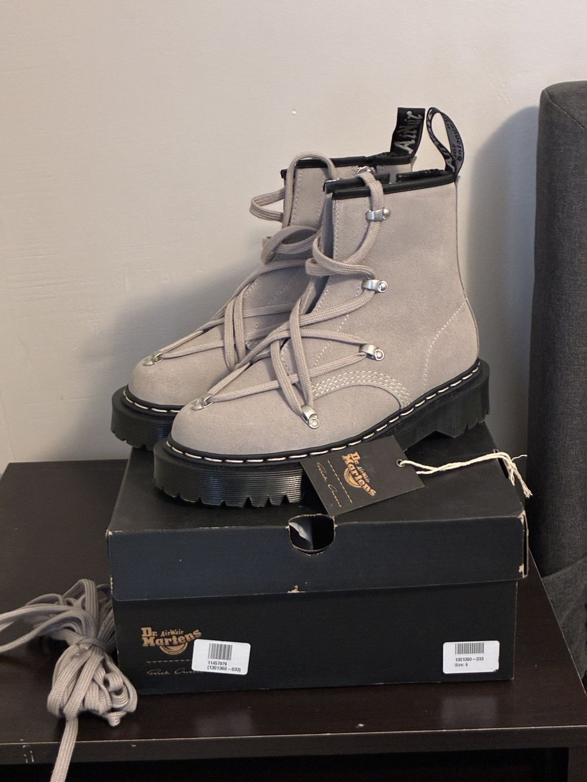 Dr. Martens × Rick Owens Dr. Martens Rick Owens 1460 Bex Suede Lace Up Boot Size US 7 / EU 40 - 1 Thumbnail