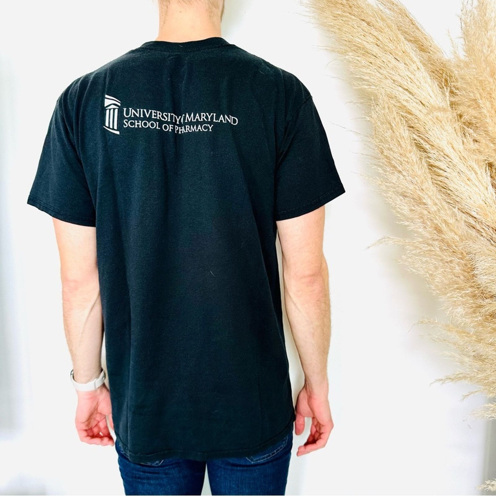 Vintage MENS VINTAGE Black White Periodic Table University Tee Shirt Size US L / EU 52-54 / 3 - 3 Thumbnail