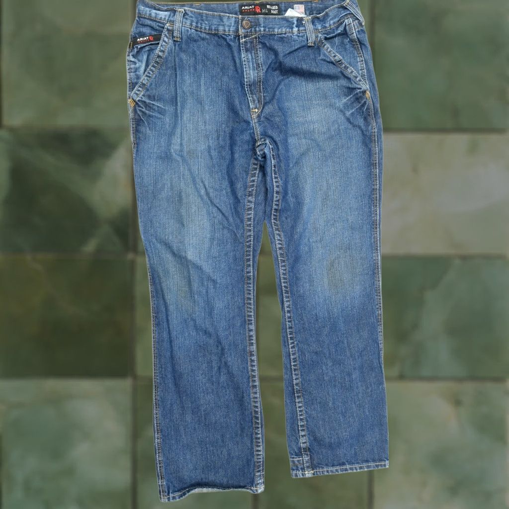Ariat Ariat Jeans Blue Relaxed Bootcut Cotton Denim Workwear Mens 40x34 Regular Fit 5-Pocket Denim Size US 40 / EU 56 - 1 Thumbnail