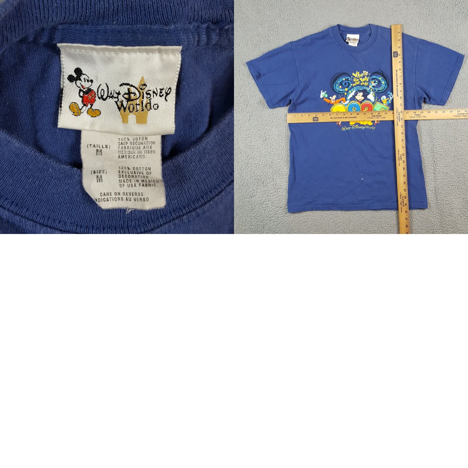 Disney VINTAGE Disney Mickey Mouse T-Shirt Men Small Cotton Blue Retro 2000s Y2K Theme Park Size US S / EU 44-46 / 1 - 8 Thumbnail
