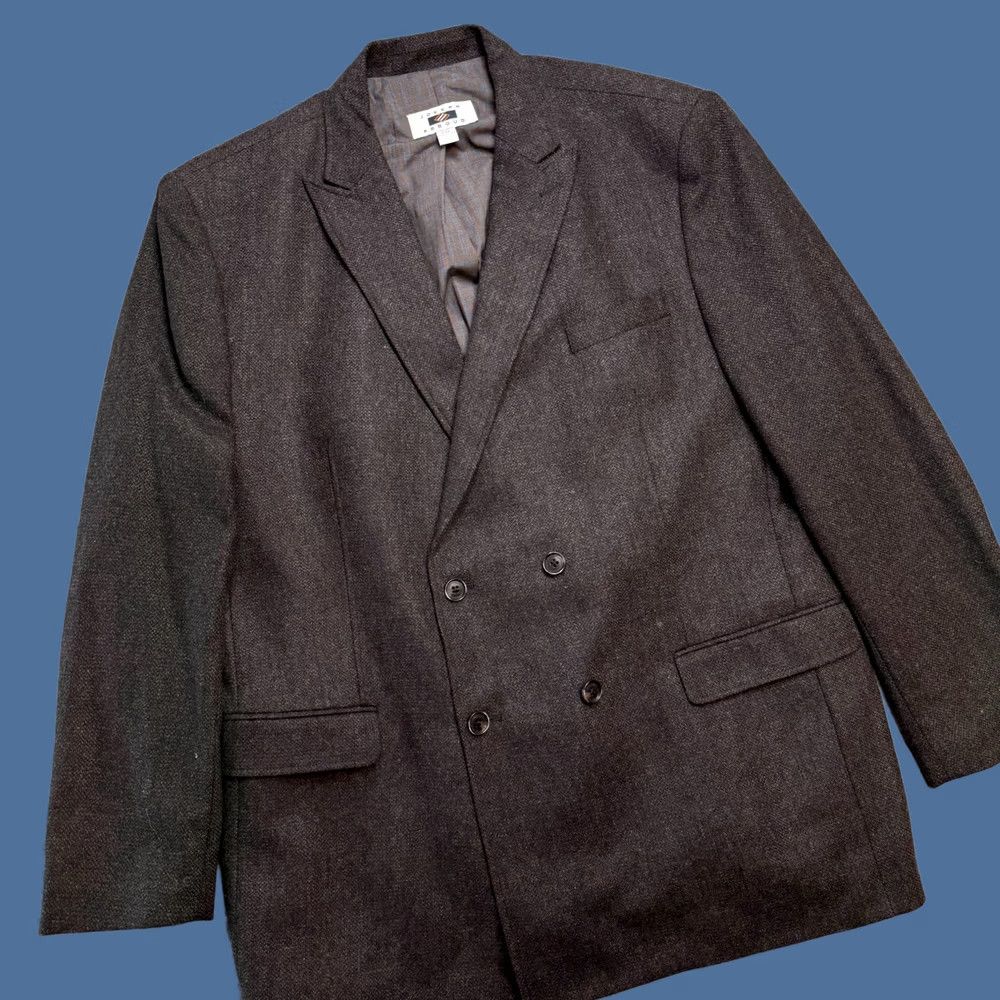 Joseph Abboud Joseph Abboud Blazer Jacket Men 2XL Brown Double-Breasted Sport Coat Elbow Patch Jacket Front Button Style: Two-Button Peak Lapel Solid Polyester Wool Size 48R - 1 Thumbnail