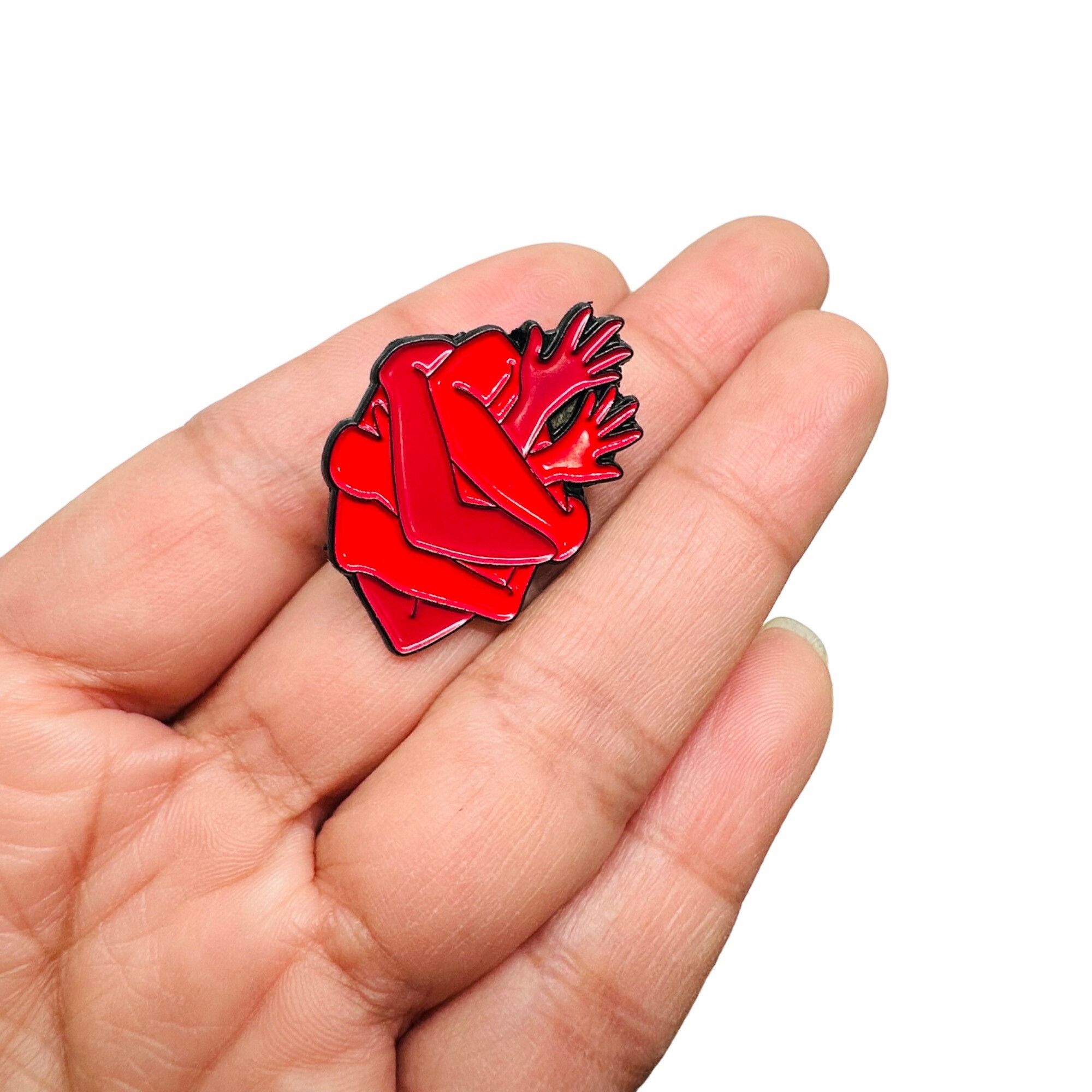 Other ❤️Red Enamel Pin Couple Hug Together Heart Shape Love Brooch Size ONE SIZE - 3 Thumbnail