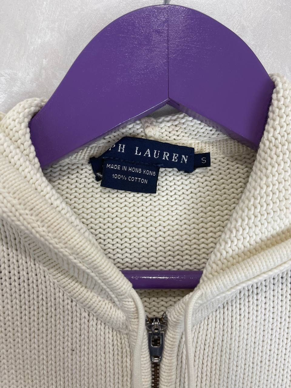 Ralph Lauren Ralph Lauren Cotton Knit Zip Hoodie Cream S Size S / US 4 / IT 40 - 3 Thumbnail