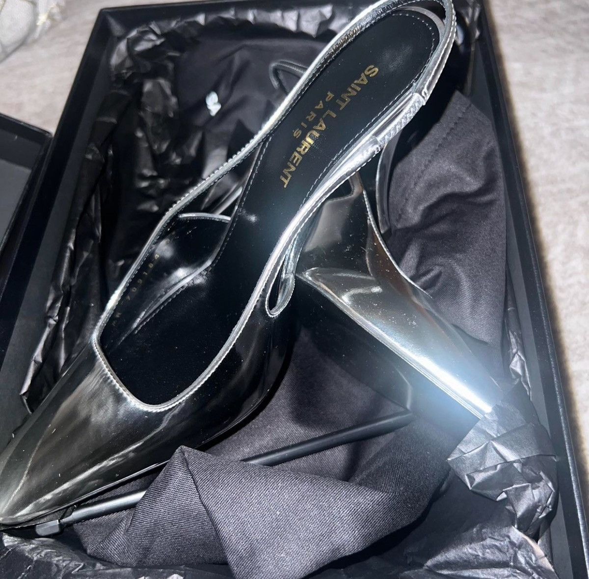 Saint Laurent Paris Saint Laurent Square Pointed Toe Slingback Pumps Size US 5 / IT 35 - 1 Thumbnail