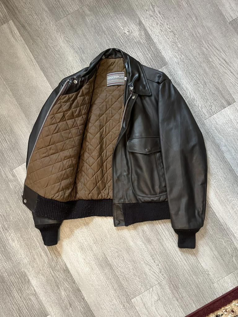 Designer Vintage Oakton Ltd Leather Bomber Jacket with Quilted Lining Size US M / EU 48-50 / 2 - 3 Thumbnail
