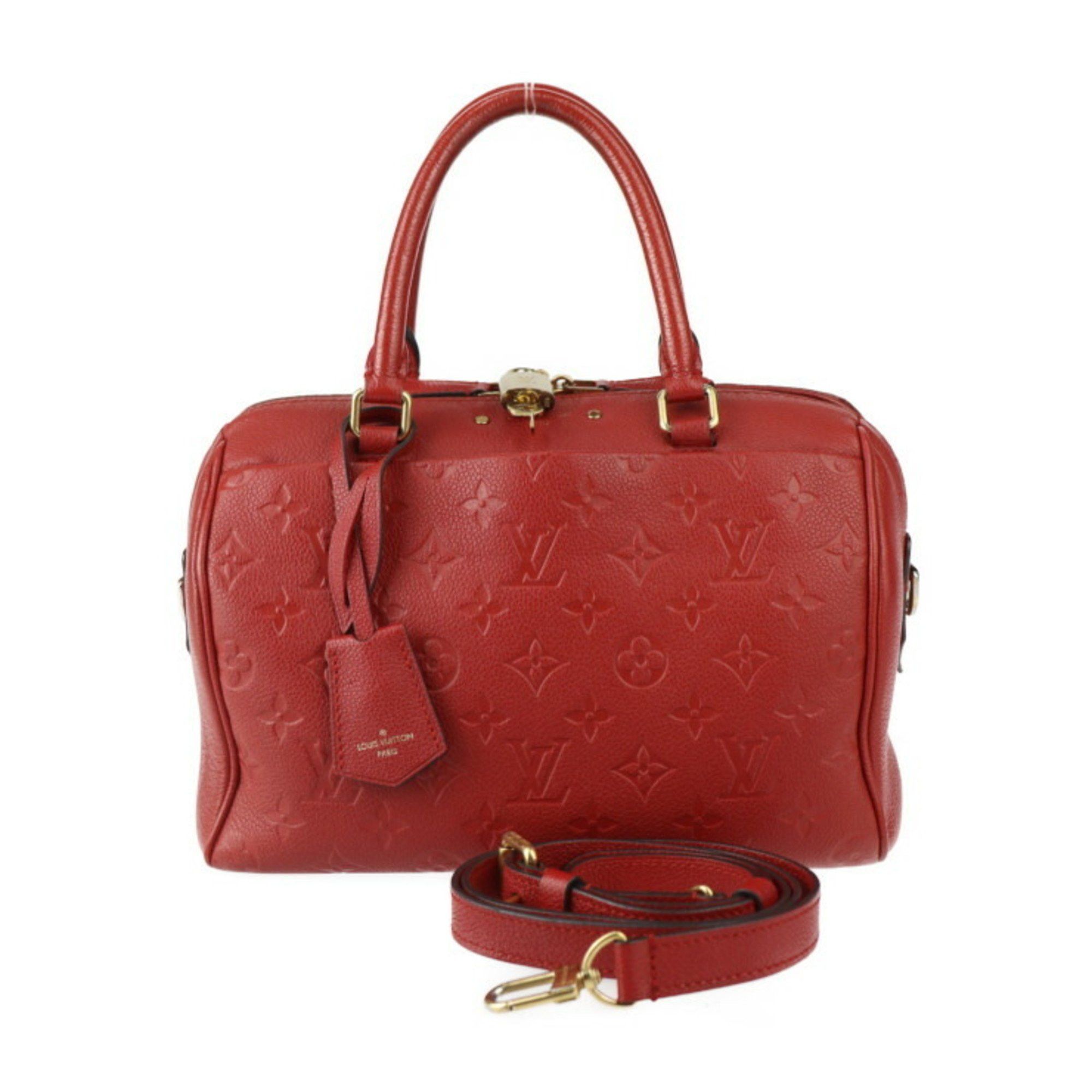 Louis Vuitton Speedy 25 Bandouliere Monogram Empreinte Handbag M42399 Leather Cerise Shoulder Bag Red 2413053007061R1, Women's