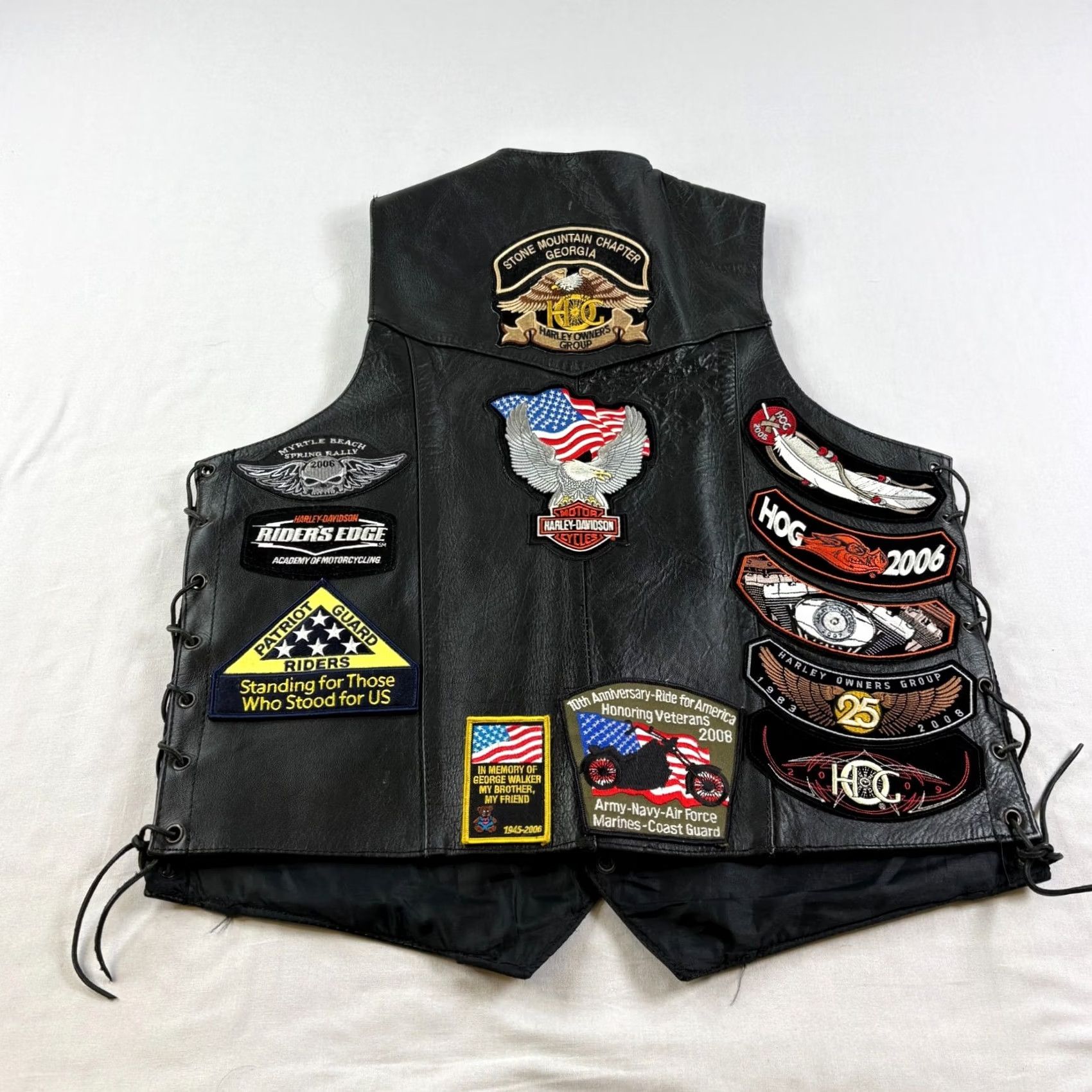 Vintage Unik Leather Vest Mens Size 40 Black Motorcycle Jacket Riding Patch Sleeveless Size US XXS / EU 40 - 7 Thumbnail