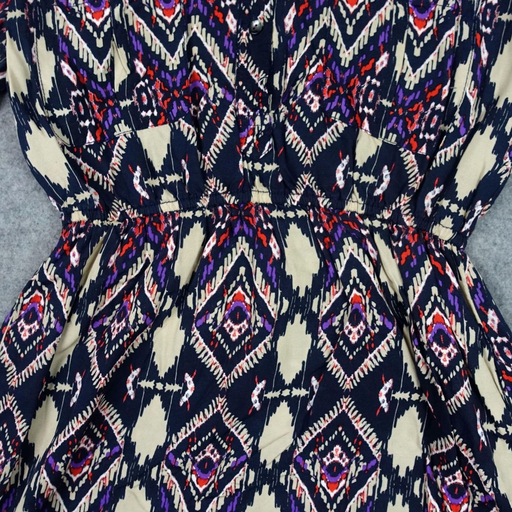 Anthropologie Holding Horses Dress Womens 0 Black Boho Tribal Rayon Shirt Dress Pockets 3/4 Sleeve Short Vintage No Womens Size XS / US 0-2 / IT 36-38 - 6 Thumbnail