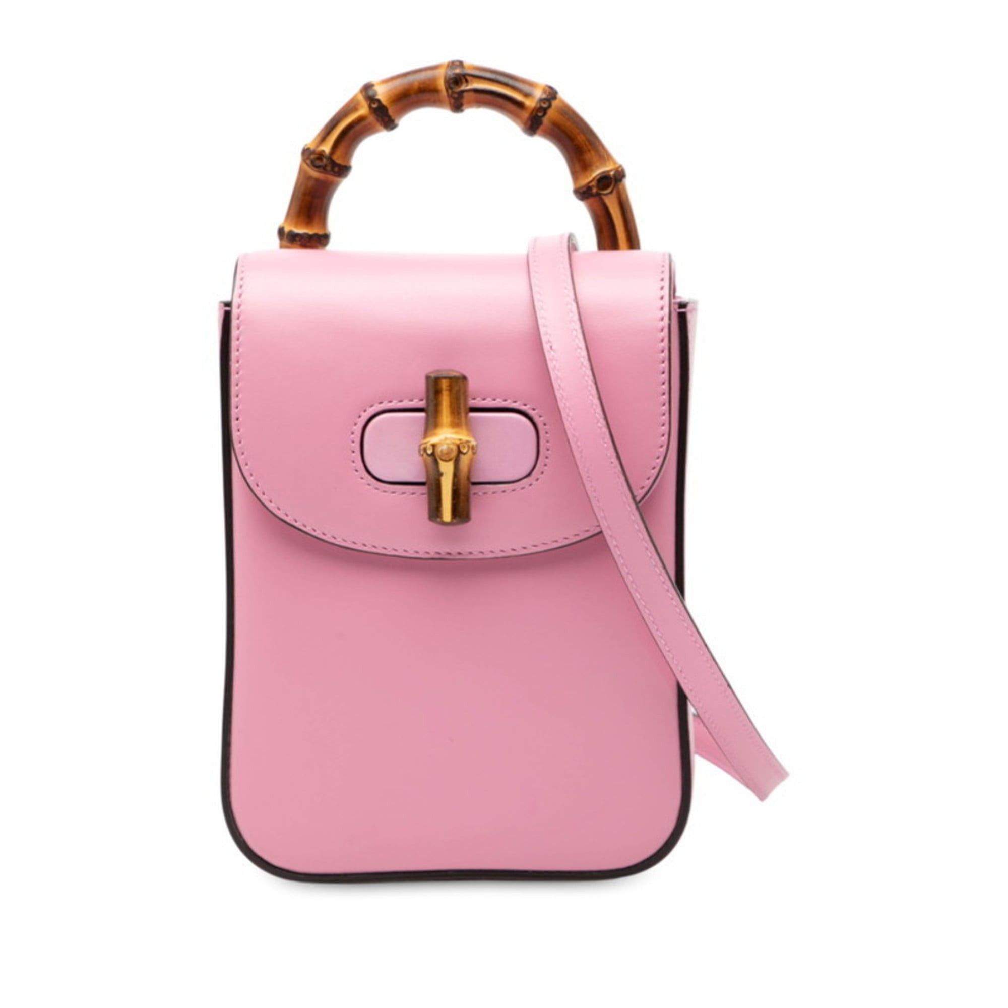 gucci bamboo mini backpack Calfskin Glossy Pink 1765001  FASHIONPHILE Gucci Bamboo 1947 mini bag