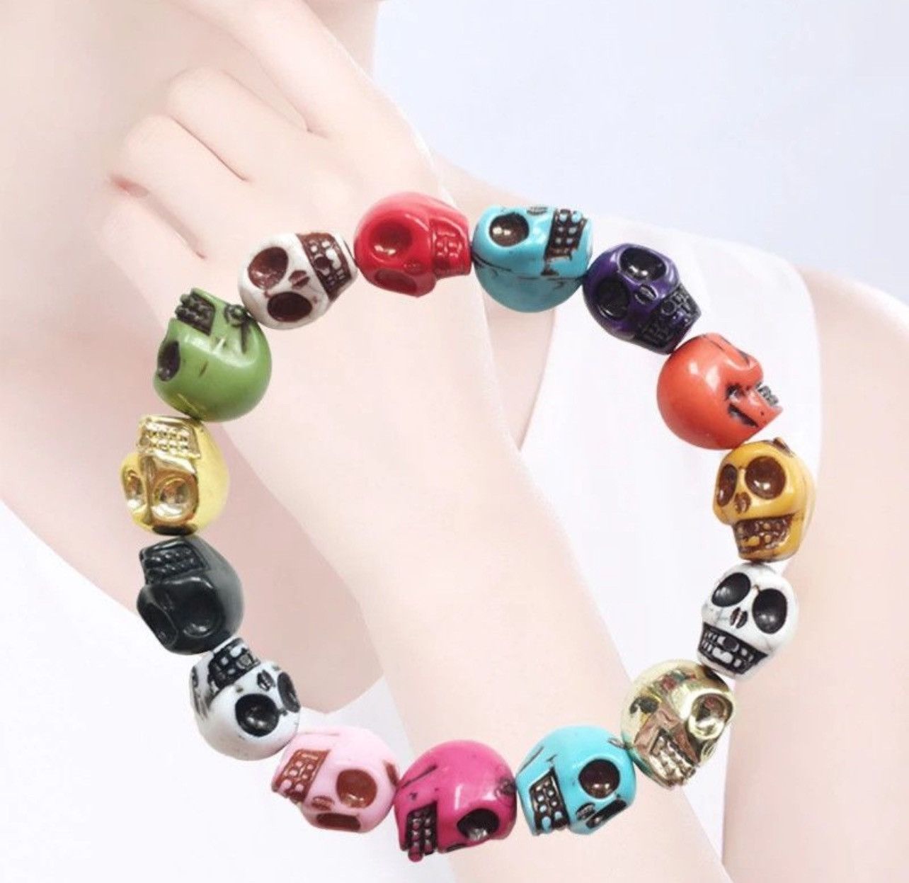 Jewelry Colorful Skull Bracelet Size ONE SIZE - 3 Thumbnail