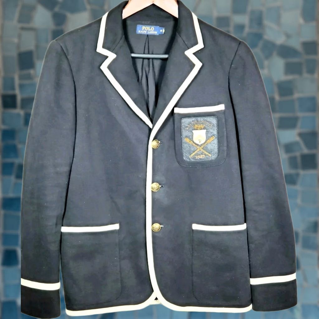 Polo Ralph Lauren Polo Ralph Lauren Black White Crest Knit Rowing Blazer Womens 12 Size XL / US 12-14 / IT 48-50 - 1 Thumbnail