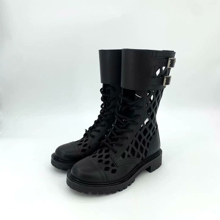 Dior Christian Dior Black Leather Mid-Calf Boots Size US 5 / IT 35 - 1 Thumbnail