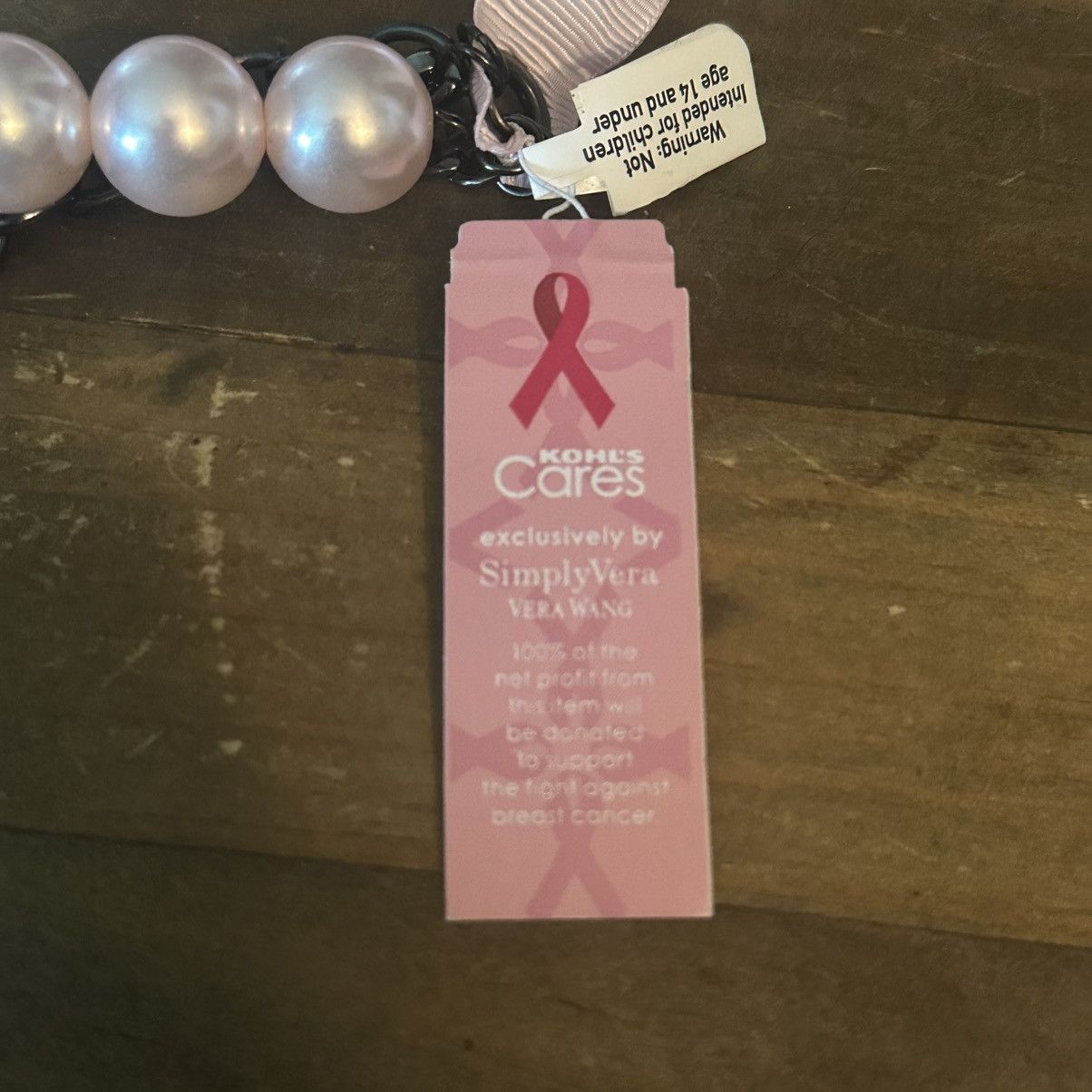 Vera Wang Simply Vera multi chain breast cancer awareness necklace Size ONE SIZE - 3 Thumbnail