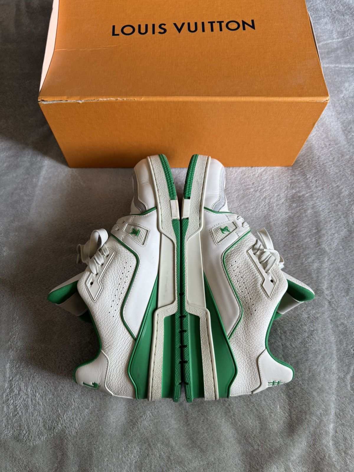Louis Vuitton White/Green Signature Virgil Trainer Size US 11 / EU 44 - 5 Thumbnail
