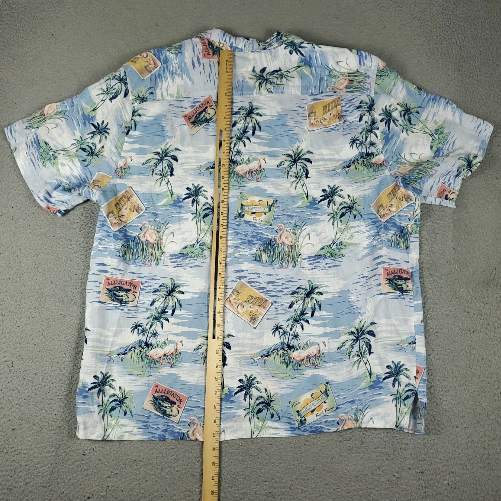 Tommy Bahama Tommy Bahama Shirt Mens 2XL Blue Flamingo Linen Hawaiian Button Up Short Sleeve Shirt Size US XXL / EU 58 / 5 - 3 Thumbnail