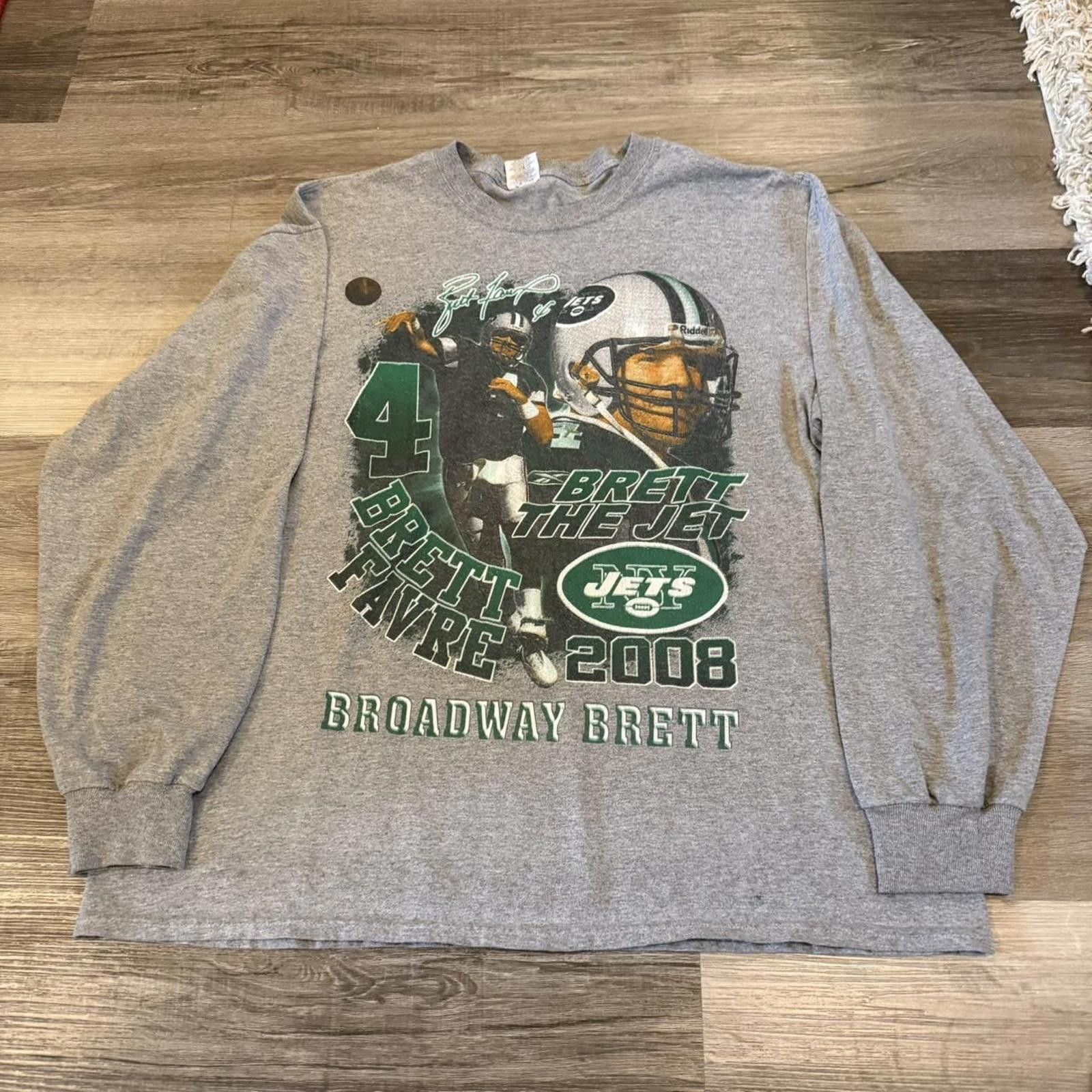 Jerzees vintage Brett Farve New York jets long sleeve t shirt 2008 Size US XL / EU 56 / 4 - 2 Thumbnail