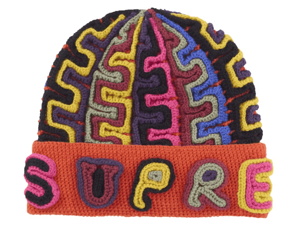 Supreme Yarn Applique Beanie Dark Orange | Grailed