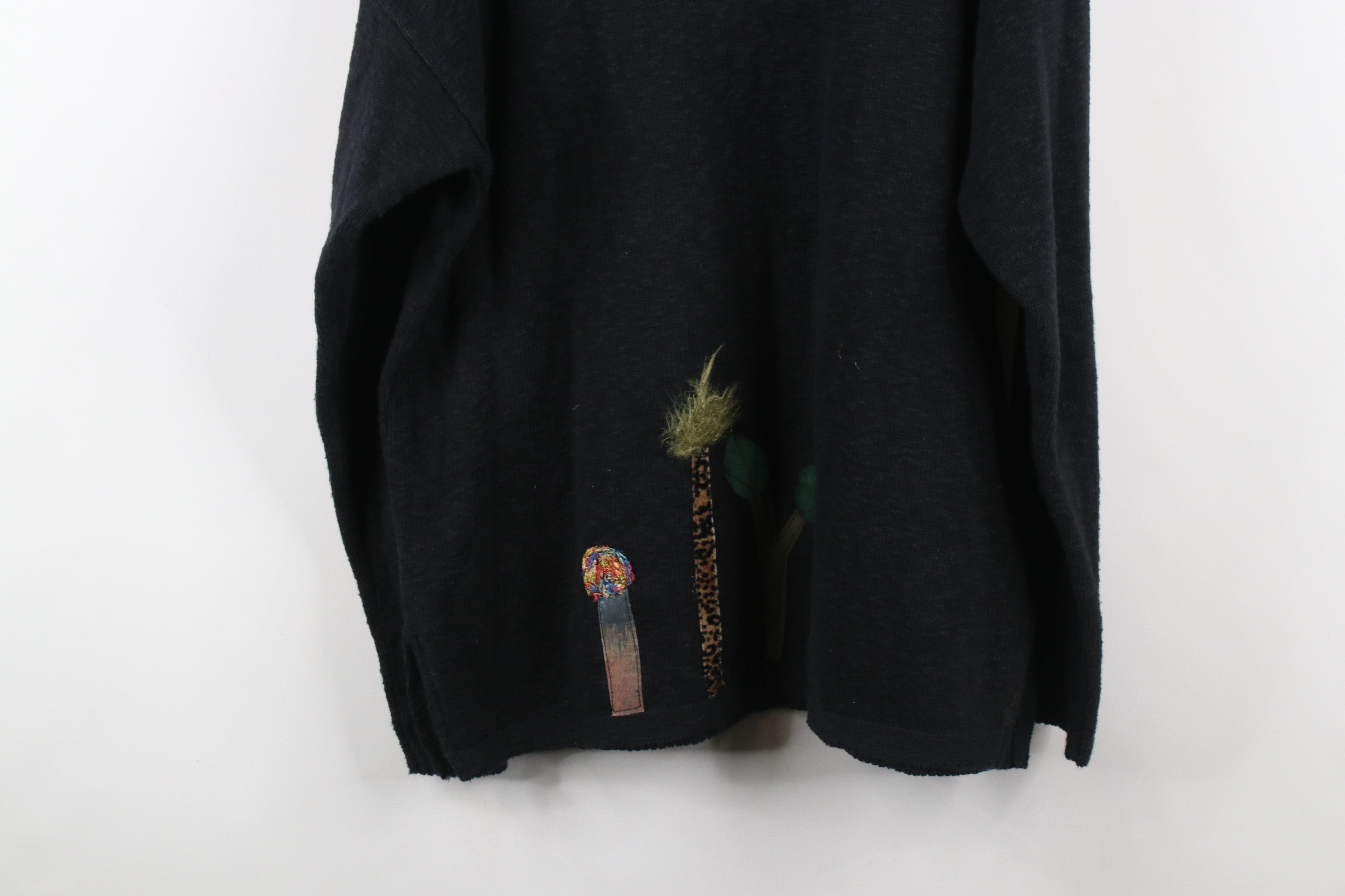 Vintage Vintage 90s Lagenlook Art Tree Birdhouse Knit Sweater Black Size XXL / US 16-18 / IT 52-54 - 14 Thumbnail