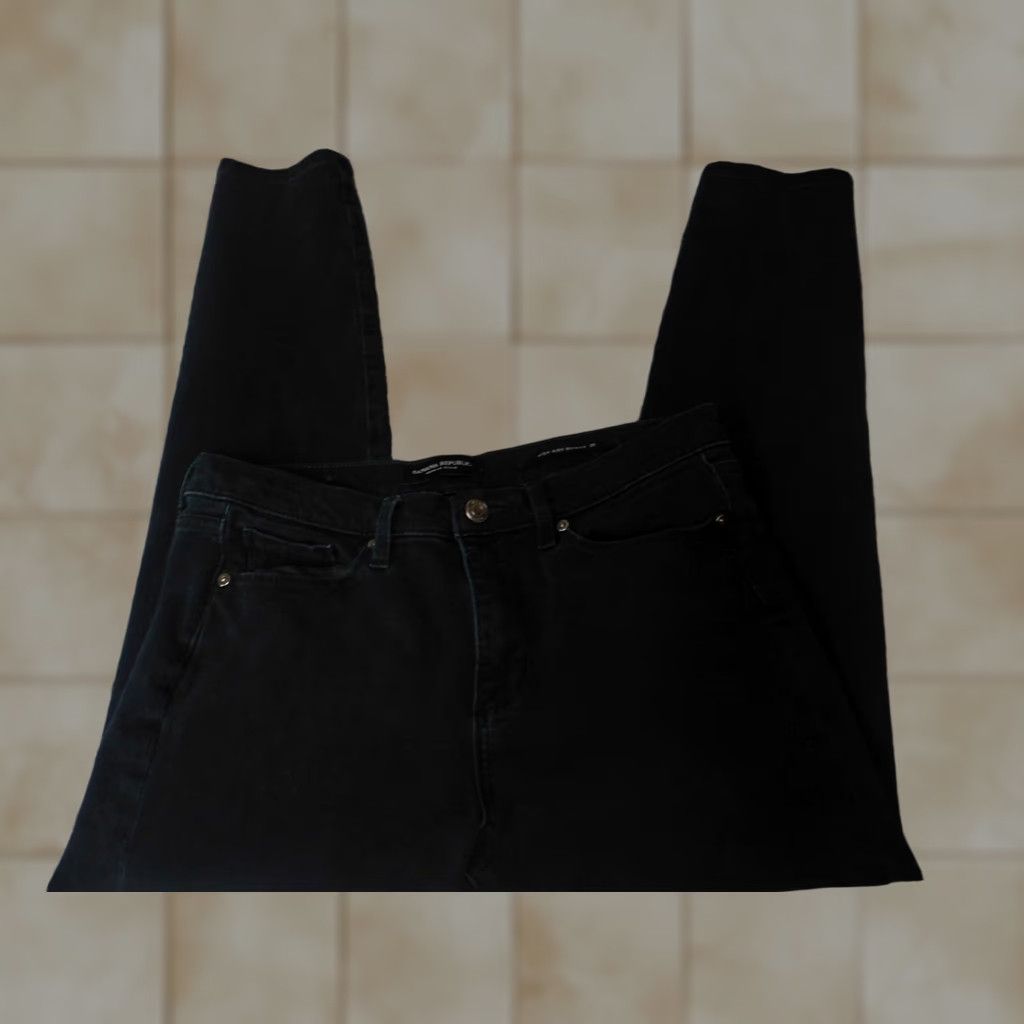 Banana Republic Banana Republic Jeans Womens 29 Black Skinny High Rise Denim Regular 29 Inseam 24 Stretch Button Zip Size 29" - 1 Thumbnail