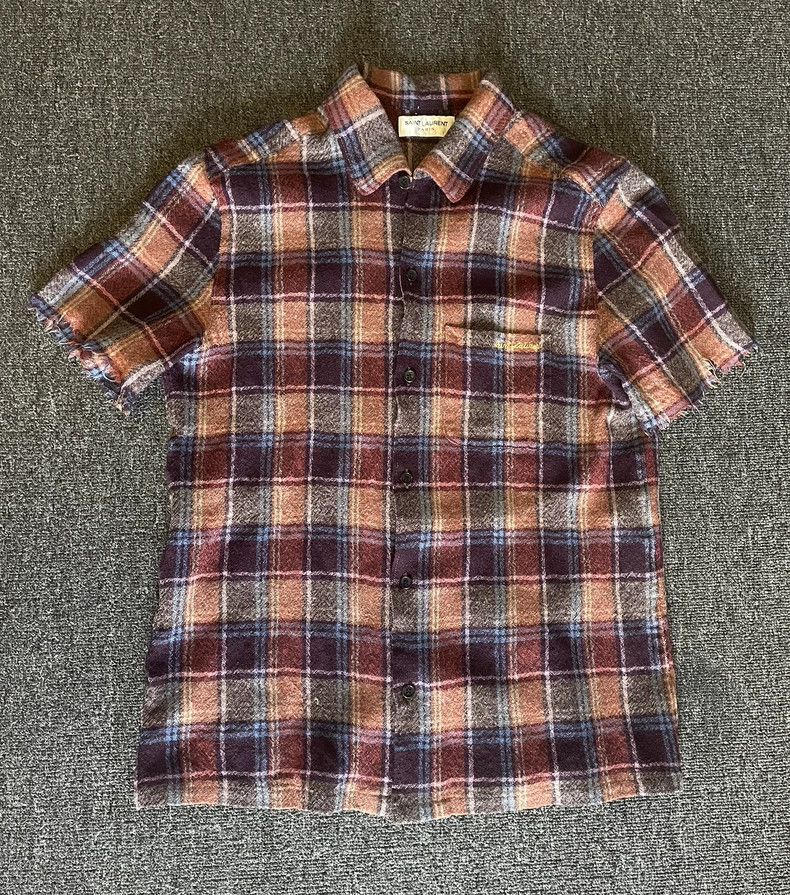 Saint Laurent Paris Saint Laurent Wool Short Sleeve Plaid Polo-yf Size US L / EU 52-54 / 3 - 1 Thumbnail