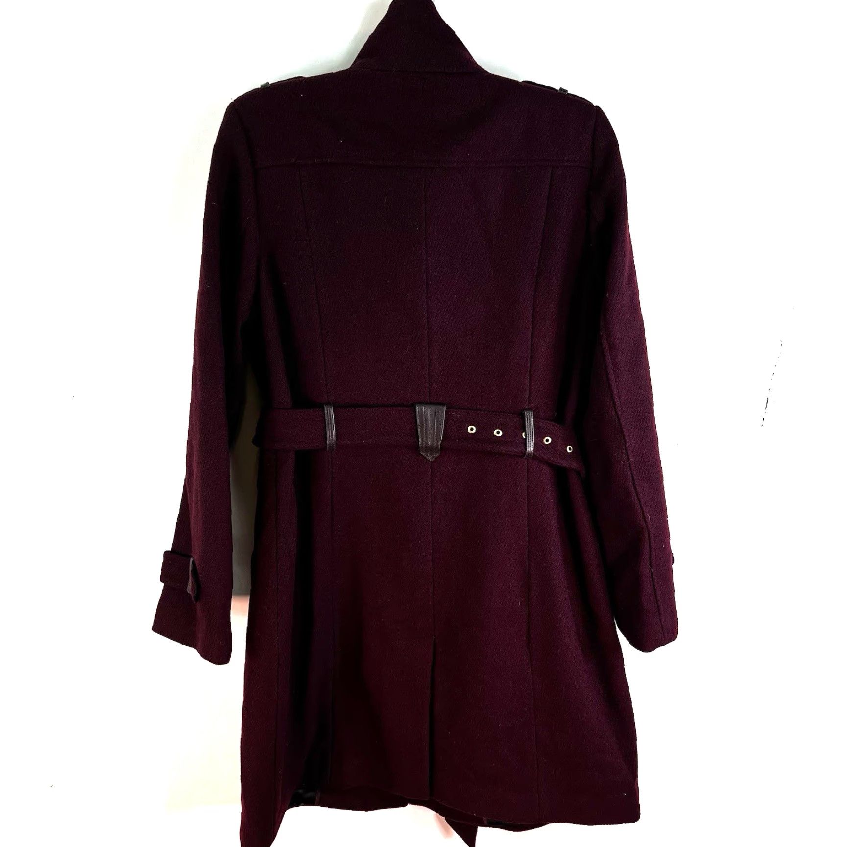 Cole Haan Cole Haan Pea Coat Wool Blend Leather Trim Burgandy Womens Size 10 Size L / US 10 / IT 46 - 7 Thumbnail