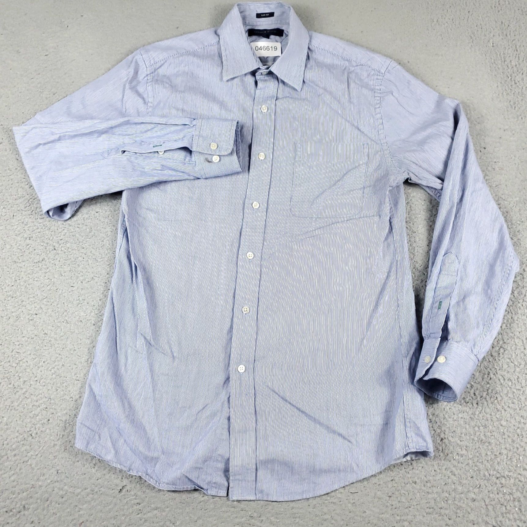 Tommy Hilfiger Tommy Hilfiger Shirt Mens 14.5 Blue Dress Button Up Long Sleeve Regular Cotton Button-Front Collar Shirt 90s Modern Preppy Wedding Workwear Mens Size 36R - 2 Thumbnail