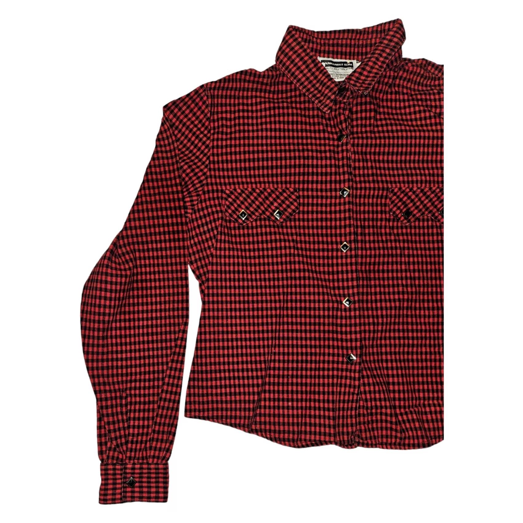 Vintage VINTAGE Panhandle Slim Western Shirt Juniors Medium Diamond Pearl Snap Sawtooth Pockets Size M / US 6-8 / IT 42-44 - 5 Thumbnail